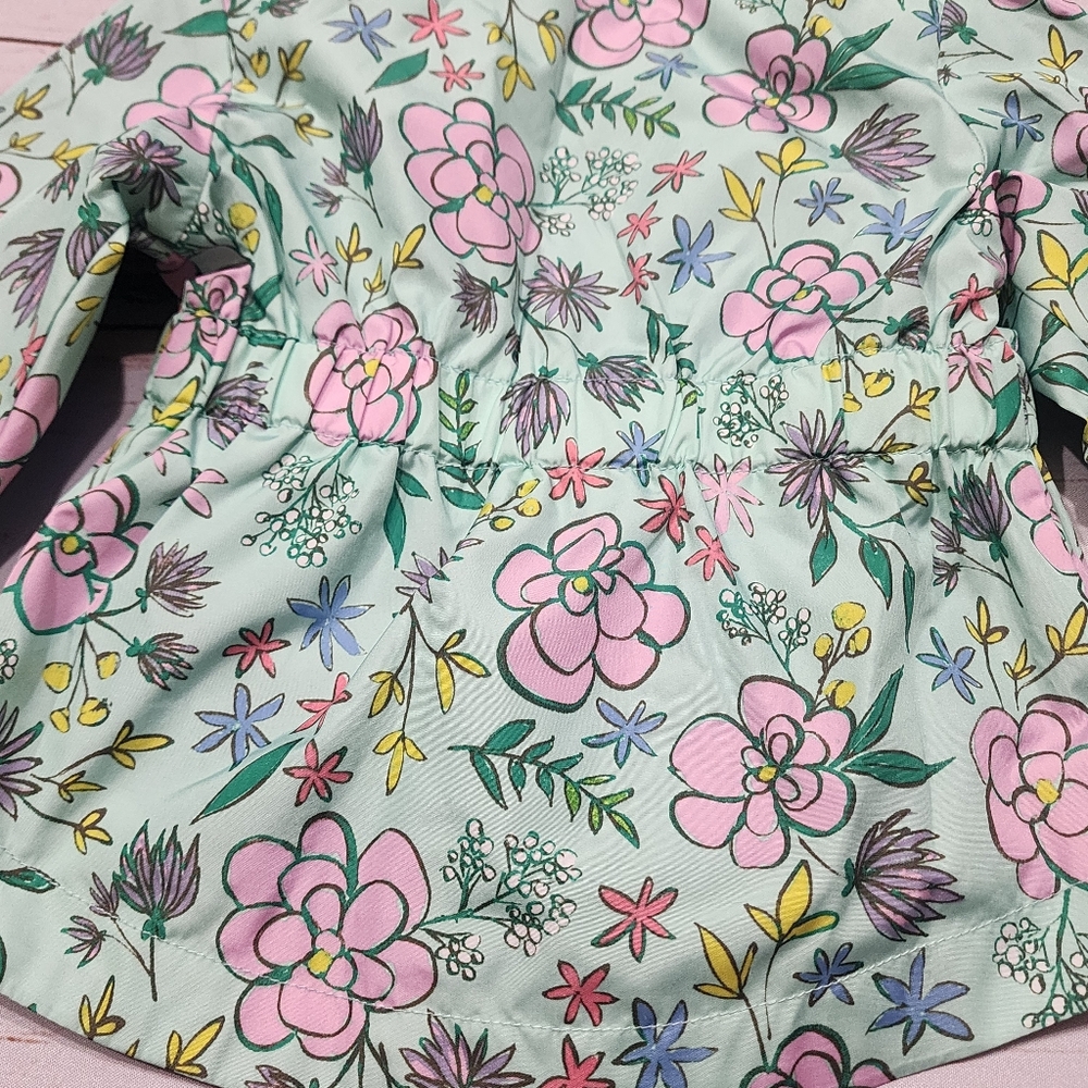 🌺3/$20 Cat & Jack Jacket Mint Pink Floral Zip Up Toddler Girl 12 Months - Picture 3 of 8